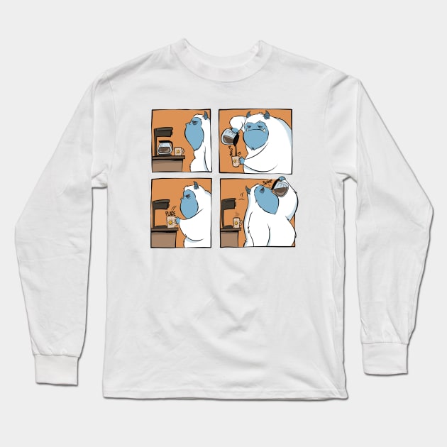 Coffee Yeti pours a fresh cup. Long Sleeve T-Shirt by westinchurch